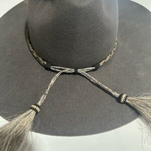 Fincher’s White Front Charcoal Felt Hat with horsehair braided band